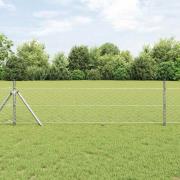 vidaXL Staket med stolpar Silver 0.5 x 50 m PVC-belagd stål