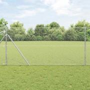 vidaXL Staket med stolpar Silver 1 x 50 m PVC-belagd stål