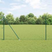 vidaXL Staket med stolpar Grön 1.5 x 10 m PVC-belagd stål