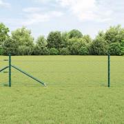vidaXL Staket med stolpar Grön 0.4 x 25 m PVC-belagd stål