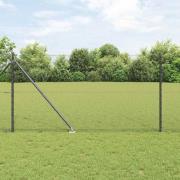 vidaXL Staket med stolpar Grå 1 x 100 m PVC-belagd stål