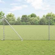 vidaXL Staket med stolpar Silver 1.2 x 25 m PVC-belagd stål
