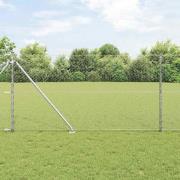 vidaXL Staket med stolpar Silver 1.4 x 25 m PVC-belagd stål