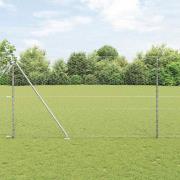 vidaXL Staket med stolpar Silver 1.6 x 25 m PVC-belagd stål