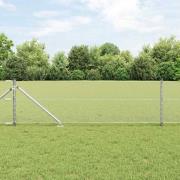 vidaXL Staket med stolpar Silver 0.6 x 50 m PVC-belagd stål