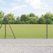 vidaXL Staket med stolpar Grå 1.2 x 25 m PVC-belagd stål