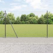 vidaXL Staket med stolpar Grå 1.6 x 25 m PVC-belagd stål
