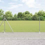 vidaXL Staket med stolpar Silver 0.8 x 25 m PVC-belagd stål