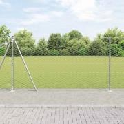 vidaXL Staket med stolpar Silver 1.2 x 25 m PVC-belagd stål