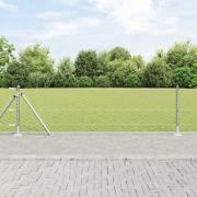vidaXL Staket med stolpar Silver 0.6 x 50 m PVC-belagd stål