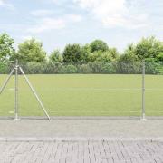 vidaXL Staket med stolpar Silver 1 x 50 m PVC-belagd stål