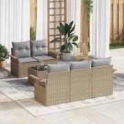 vidaXL Trädgårdsoffset med kudde 6 pcs Beige, grå 55 x 55 x 37 cm
