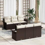 vidaXL Trädgårdsoffset 7 pcs Brun, krämfärgad 55 x 55 x 37 cm