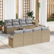 vidaXL Trädgårdsoffset med kudde 9 pcs Beige, grå 55 x 55 x 37 cm