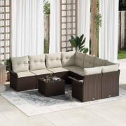 vidaXL Trädgårdsoffset 9 pcs Brun, krämfärgad 55 x 55 x 37 cm