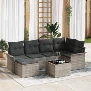 vidaXL Trädgårdsoffset med kudde med lagring 7 pcs Ljusgrå Poly rattan