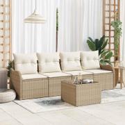 vidaXL Trädgårdsoffset med kudde 5 pcs Beige, Kräm 55 x 55 x 37 cm