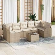 vidaXL Trädgårdsoffset med kudde 8 pcs Beige, Kräm 55 x 55 x 37 cm