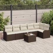 vidaXL Trädgårdsoffset med kudde med lagring 7 pcs Grå Poly rattan