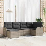 vidaXL Trädgårdsoffset med kudde 6 pcs Ljusgrå Poly rattan