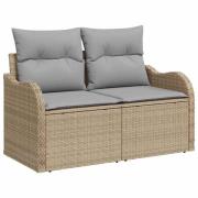vidaXL Trädgårdsoffset med kudde 11 pcs Beige, ljusgrå Poly rattan
