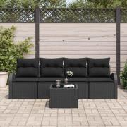 vidaXL Trädgårdsoffset med kudde med kudde 5 pcs Svart 55 x 55 x 37 cm