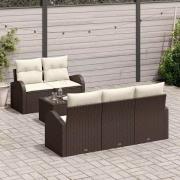 vidaXL Trädgårdsoffset 6 pcs Brun, krämfärgad 55 x 55 x 37 cm
