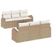 vidaXL Trädgårdsoffset med kudde 7 pcs Beige, Kräm 55 x 55 x 37 cm