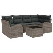 vidaXL Trädgårdsoffset med kudde med lagring 7 pcs Grå 55 x 55 x 37 cm