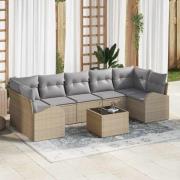 vidaXL Trädgårdsoffset med kudde 8 pcs Beige, grå 55 x 55 x 37 cm