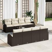 vidaXL Trädgårdsoffset 9 pcs Brun, krämfärgad 55 x 55 x 37 cm