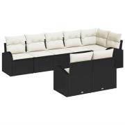 vidaXL Trädgårdsoffset med kudde 8 pcs Svart, vit Poly rattan