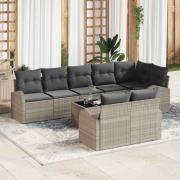 vidaXL Trädgårdsoffset med kudde 9 pcs Ljusgrå Poly rattan