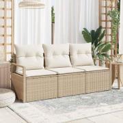 vidaXL Trädgårdsoffset med kudde 3 pcs Beige och gräddfärgad