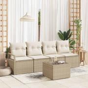 vidaXL Trädgårdsoffset 5 pcs Beige och gräddfärgad 55 x 55 x 37 cm