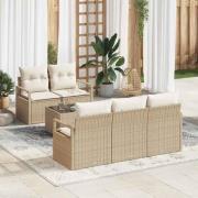 vidaXL Trädgårdsoffset med kudde 6 pcs Beige, Kräm 55 x 55 x 37 cm
