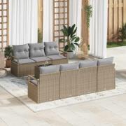 vidaXL Trädgårdsoffset med kudde 8 pcs Beige, grå 55 x 55 x 37 cm