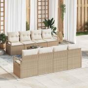 vidaXL Trädgårdsoffset med kudde 9 pcs Beige, Kräm 55 x 55 x 37 cm