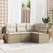 vidaXL Trädgårdsoffset med kudde med lagring 4 pcs Beige, Kräm