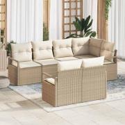 vidaXL Trädgårdsoffset med kudde 7 pcs Beige och gräddfärgad