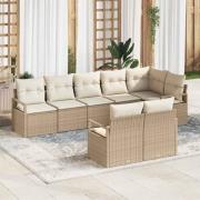 vidaXL Trädgårdsoffset med kudde 8 pcs Beige och gräddfärgad