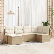 vidaXL Trädgårdsoffset med kudde 6 pcs Beige och gräddfärgad