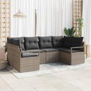 vidaXL Trädgårdsoffset 6 pcs Grå Poly Rattan och Pulverlackerad Stål