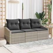vidaXL Trädgårdsoffset 3 pcs Ljusgrå Poly Rattan, Pulverlackerat Stål