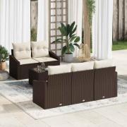 vidaXL Trädgårdsoffset Manuell 6 pcs Brun, krämfärgad 55 x 55 x 37 cm