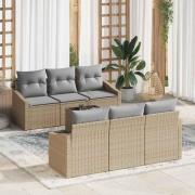 vidaXL Trädgårdsoffset med kudde 7 pcs Beige och Grå 55 x 55 x 37 cm