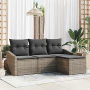 vidaXL Trädgårdsoffset 4 pcs Grå Poly Rattan och Pulverlackerad Stål