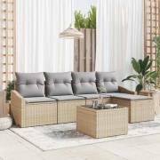 vidaXL Trädgårdsmöbelset med kudde med lagring 6 pcs Beige och Ljusgrå
