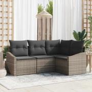 vidaXL Trädgårdsmöbelset 4 pcs Grå Poly Rattan, Pulverlackerat Stål