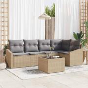 vidaXL Trädgårdsmöbelset med kudde med lagring 6 pcs Beige, ljusgrå